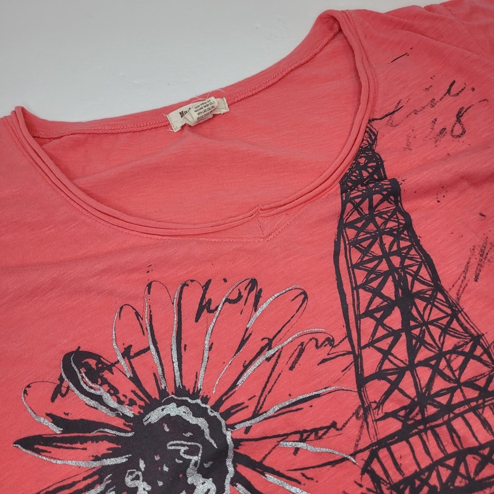 Madison & Berkeley T Shirt 2x Plus Woman V Neck Short‎ Sleeve Women Eiffle Tower